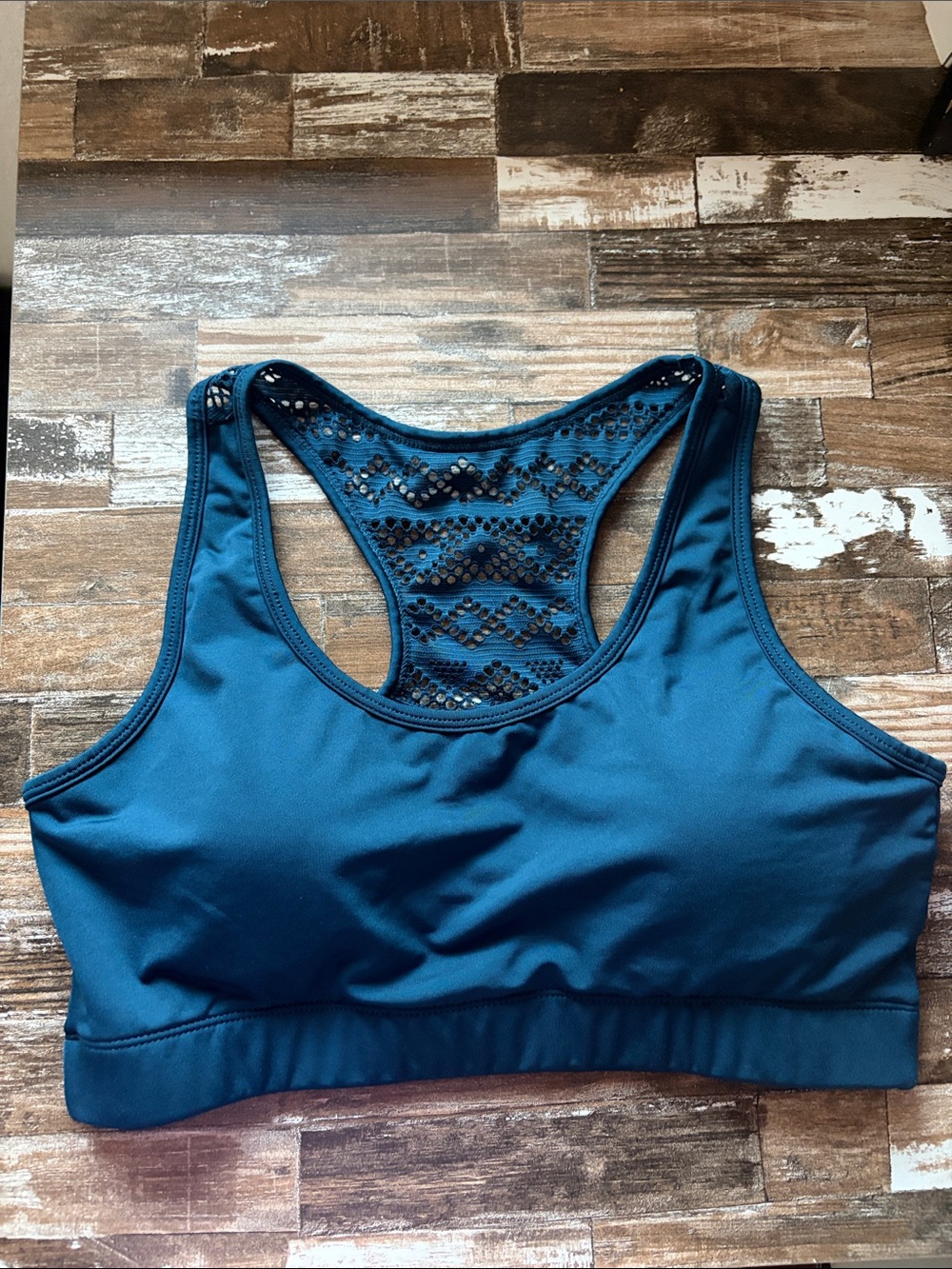 Lace-Back Racer Sports Bra in Teal